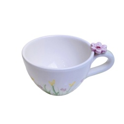 Bomboniera comunione tazza ceramica con fiori